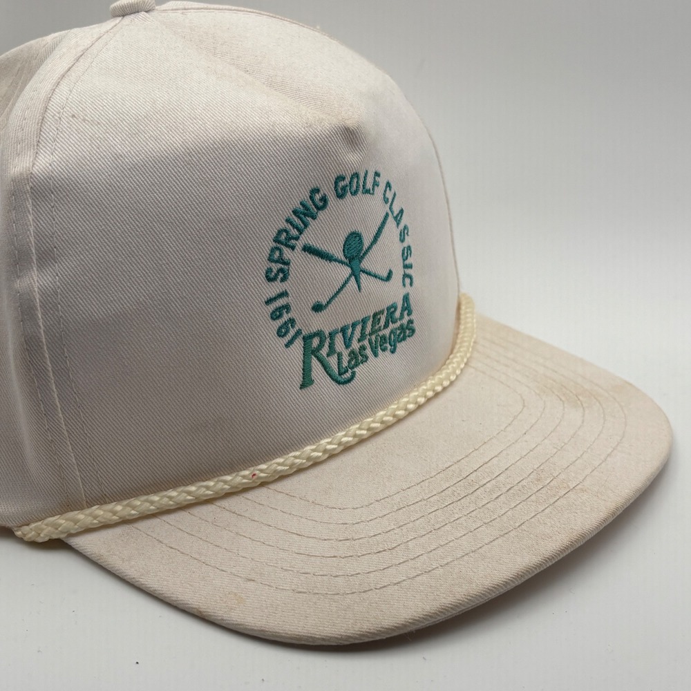 Sportsman Hat Men OSFA White 1991 Spring Golf Classic Riviera Las Vegas Rope Hat
